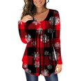 thumbnail image 2 of MesaSe Femme Col Rond Imprimé Tunique Tops Boutons Manches Longues Chemisier en Vrac, 2 of 6