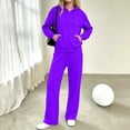 thumbnail image 6 of DYTTDG Women's Solid Zip Up Hoodie Tracksuit, Long Sleeve Hoodie & Drawstring Elastic Waist Pants 2-Piece Loungewear Set With Pockets, 6 of 8
