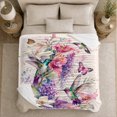 thumbnail image 4 of Three Hummingbirds With Cascading Flowers for Hummingbird Enthusiasts, Expressive Floral Watercolor Illustration Home Decor for Living Room and Bedroom, Mother's Day Gift and Cozy Flannel Blanket, 4 of 7