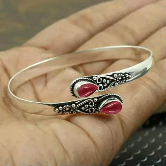 QQTDFG Fashion 925 Silver Retro Open Cuff Bracelet Bangle Men Women Anniversary Jewelry-#8