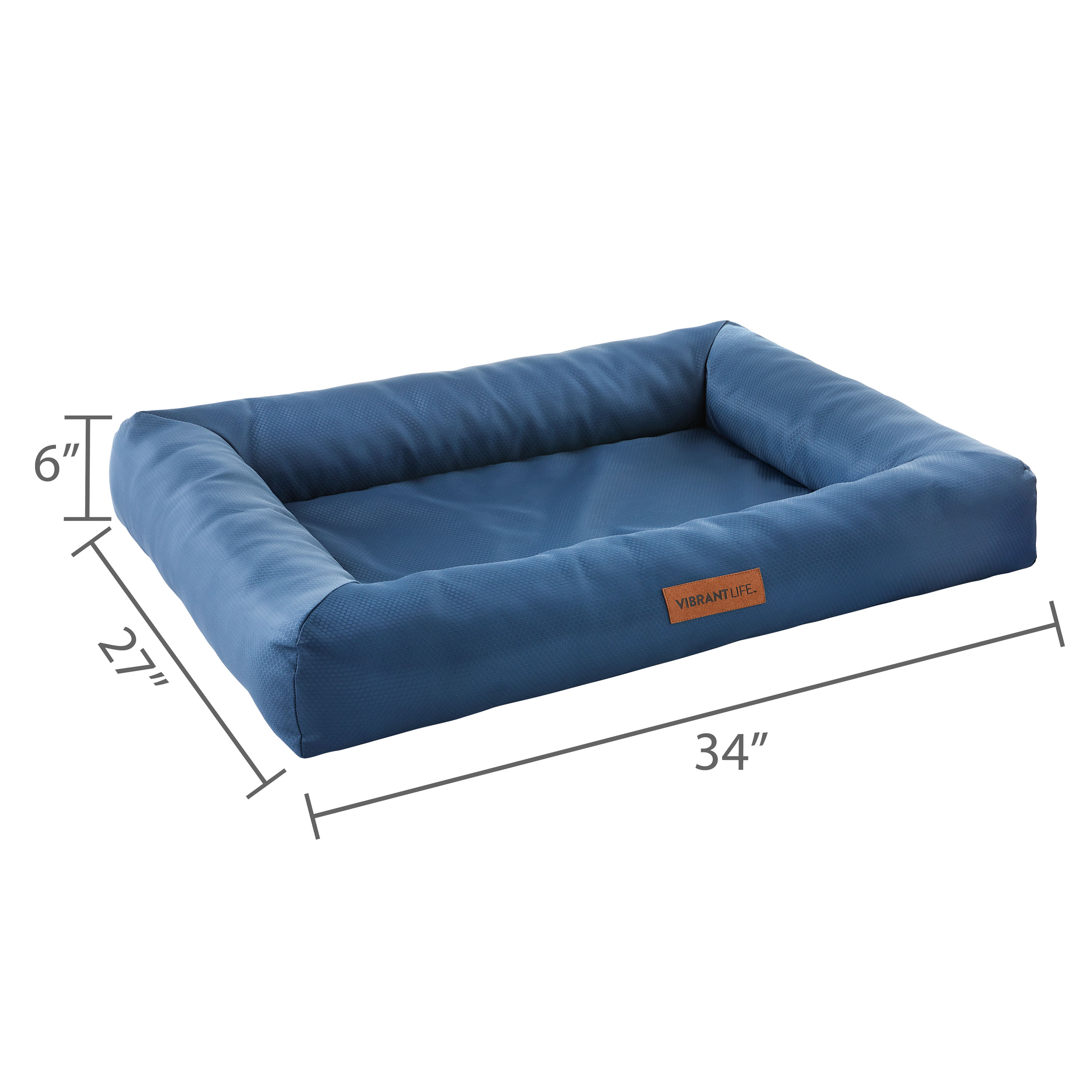 Vibrant Life Durable Bolster Pet Bed, Large Blue, 36x27" photo 5