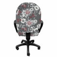 thumbnail image 3 of Floral Office Chair Slipcover, Spring Season Illustration with Greyscale Backdrop Nature Composition, Protective Stretch Decorative Fabric Cover, Standard Size, Pale Grey Vermilion Grey, by Ambesonne, 3 of 5