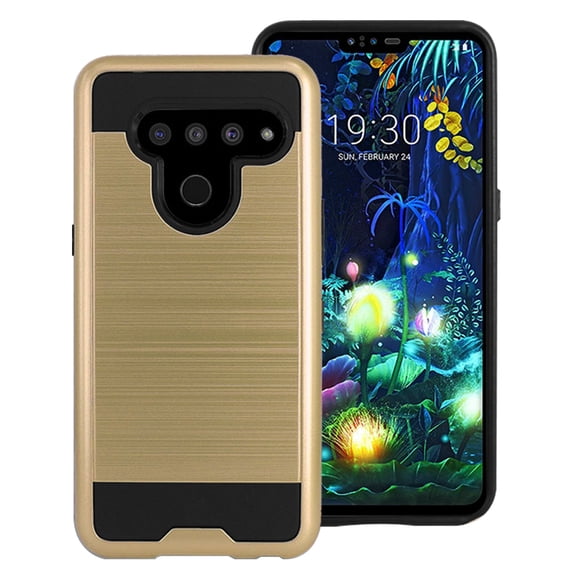 LG V50 ThinQ Hybrid Metal Brushed Shockproof Tough Case Cover Gold
