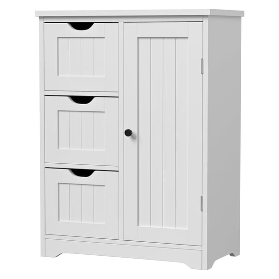ZENSTYLE Bathroom Cabinet 3 Drawers Storage Organizer Floor Cupboard Home Decor White