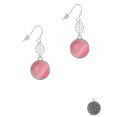 thumbnail image 2 of Delight Jewelry Silvertone Round - Imitation Cat's Eye - Pink - Silvertone Leaf French Earrings, 2 of 5