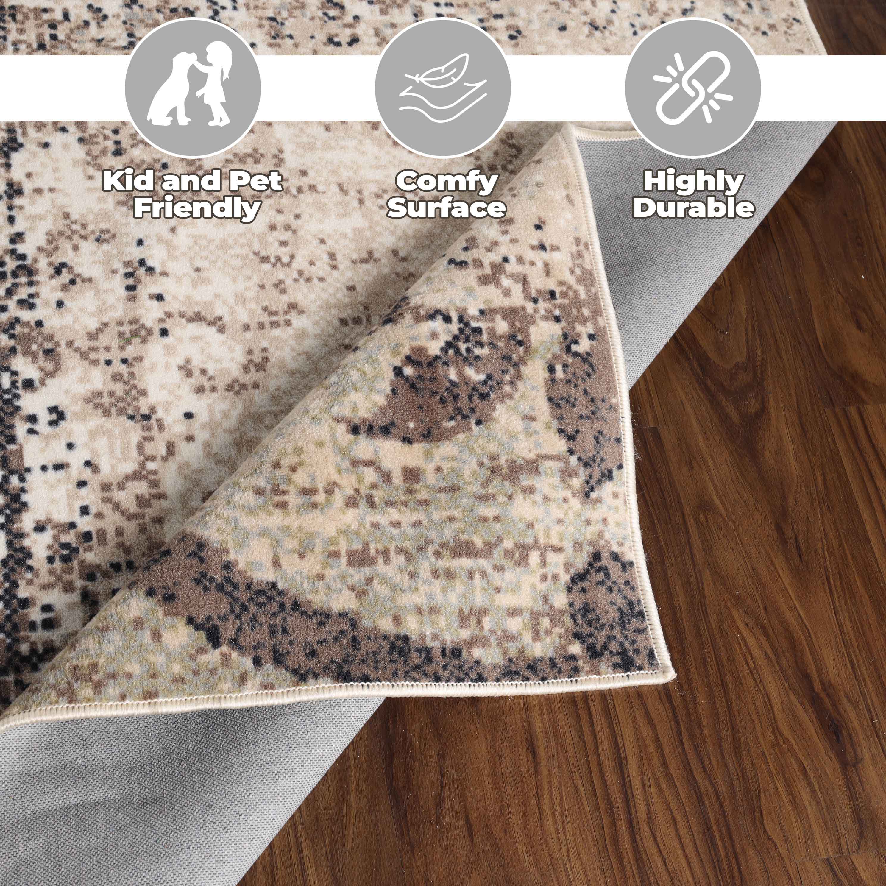 Superior Bristol Indoor Area Rug, 12' x 15', Beige-Brown