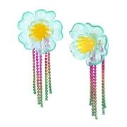 Betsey Johnson Womens Flower Fringe Chandelier Earrings C80