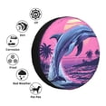 thumbnail image 3 of Bingfone Hawaiian Beach Dolphin Spare Tire Cover Weatherproof Universal Wheel Protectors for RV Camper Travel Trailer SUV Truck-15 inch, 3 of 8