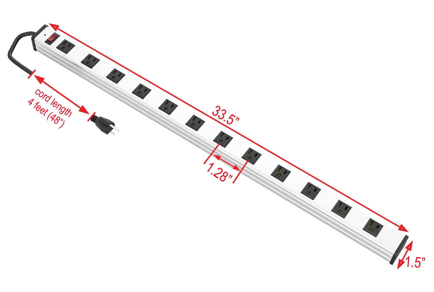 AblePower 12 Outlet Power Strip Metal Surge Protector Aluminum 300J AC15A 125V 1875W