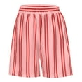 thumbnail image 4 of felwors Women Striped Boxer Shorts Elastic High Rise Pajama Bottoms Casual Lounge Shorts with Pockets Sleepwear Red, XL, 4 of 4