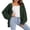 Dark Green, variant on QUALFORT 100% Cotton Cardigan Sweaters for Women, V Neck Button Down Chunky Knit Cozy Relaxed Fit Sweater Cardigan