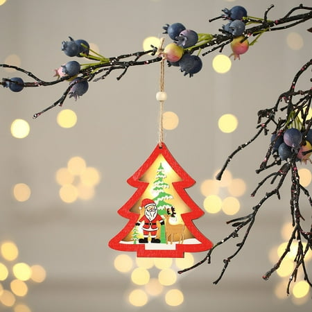 

YJ.GWL Christmas Tree Ornaments 4 Pack Luminous Pendants for Home Decor Party Birthday Xmas Gift