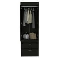 thumbnail image 5 of Dtwnek Double Door Cloth Storage Cabinet with Rod and 2 Drawers and Metal Handle, Perfect for Living Room, Bedroom, Black, 5 of 7