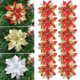 thumbnail image 2 of 3/5/10 piezas de flores navideñas rojas con purpurina de 14 cm, flores artificiales para árbol de Navidad, decoración navideña colgante para el hogar, Año Nuevo, Navidad, 2 of 5