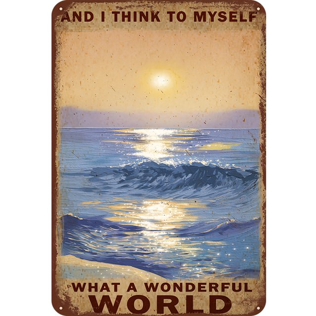 Placa Metal Vintage Pared Pintura Hierro Rectangular Mundo Maravilloso 20x30cm