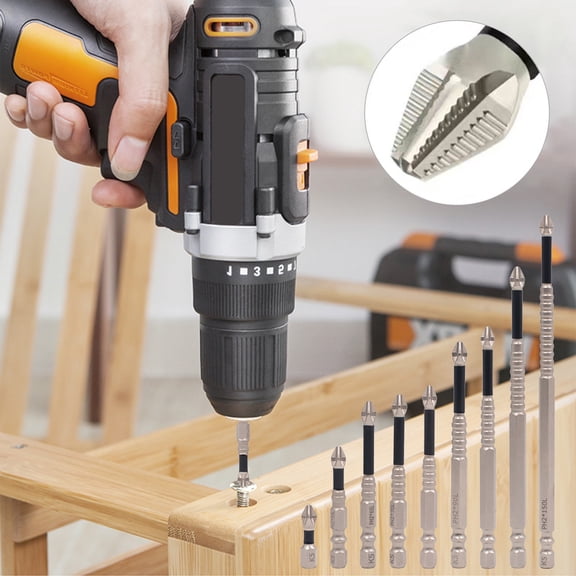 Drill Bit Set, 9PC Non-Slip Hex Drill Bit Set - Super Hard K5 Threaded Screwdriver Heads for Electric Tools (Anti-Slip Magnetic Construction)