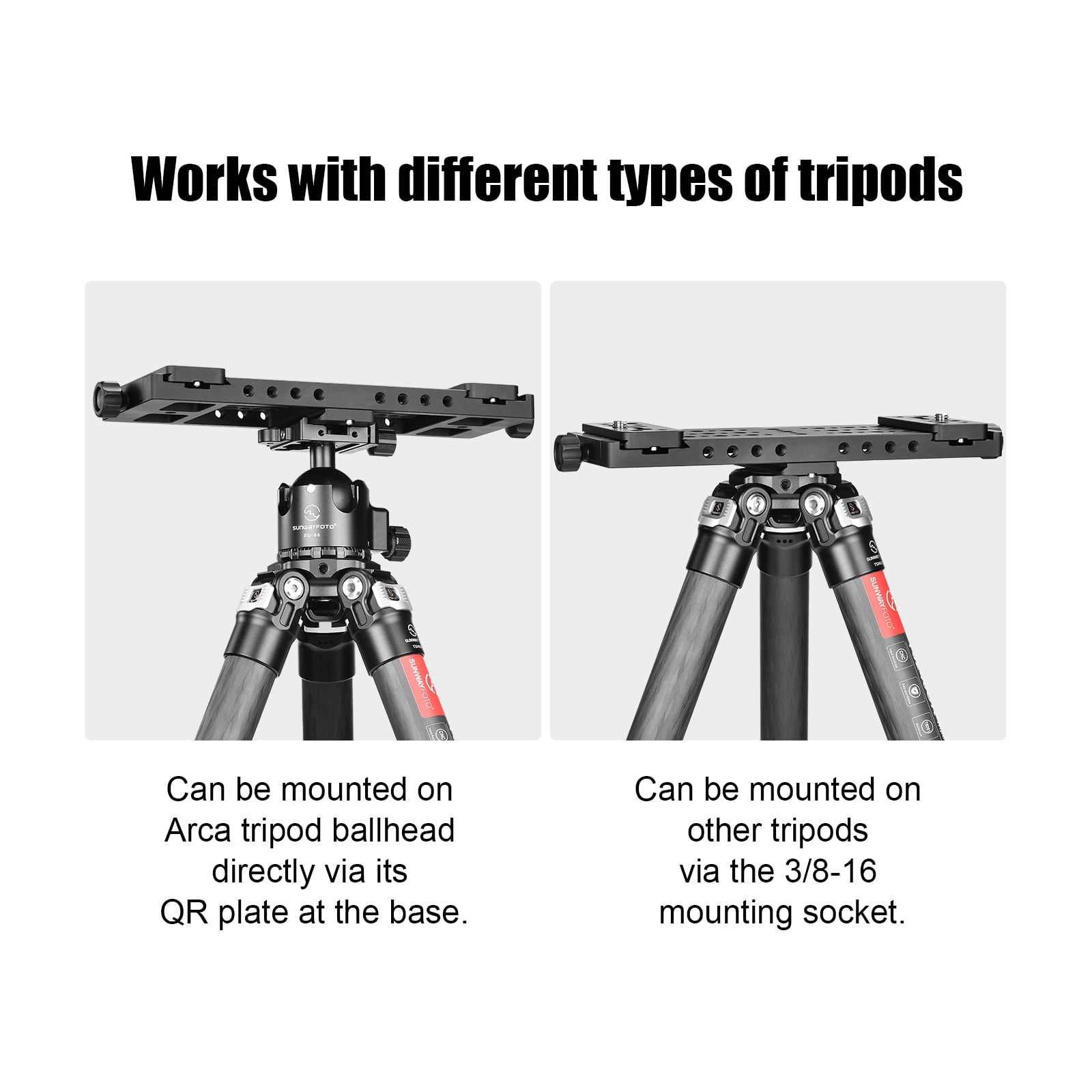 SUNWAYFOTO TT-01 Tripod Tactical Table, Tac-Table, Multi-Purpose Mounting Platform, Integrated Arca Rail, 1/4" and 3/8",Hunter Tripod Plate,11.2''x3.6''(285mmx91mm)