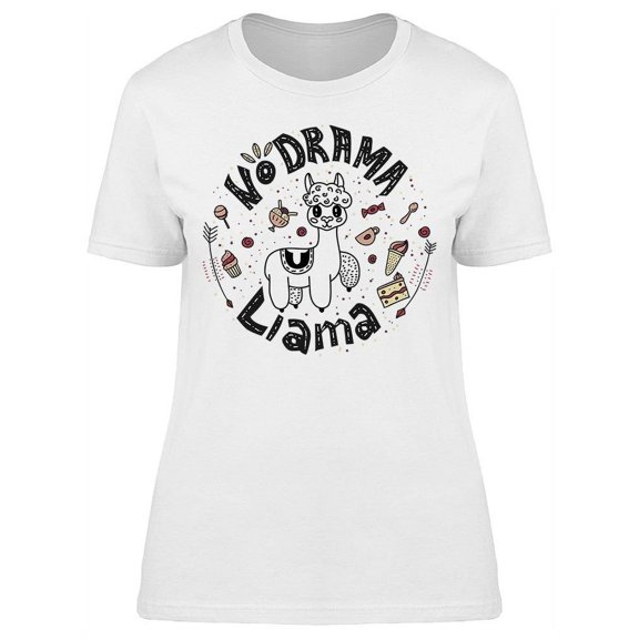 No Drama Llama With Sweets T-Shirt Women -Image by Shutterstock, Female Small