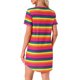 thumbnail image 3 of Camisón T-shirt de mujer INSPIRE CHIC, vestido de pijama, colorido, a rayas, de manga corta, camisón XS, rosa intenso, 3 of 6