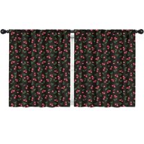 Blackout Kids Curtains,Black Christmas Cherry Pattern Childrens Insulated Curtains Set Of 2,Bedroom Essentials,Toddler Room Decor 52"x63"