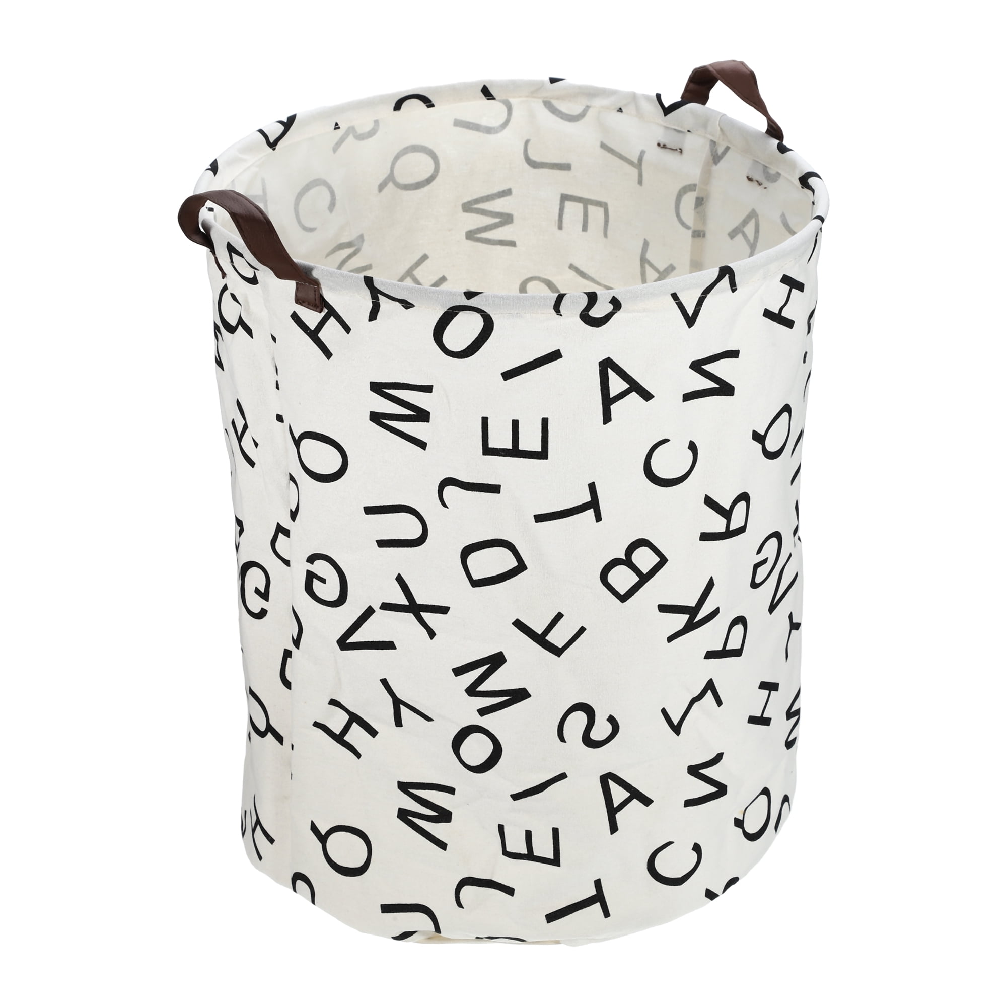Unique Bargains Foldable Cylindrical Laundry Basket 19.69"x15.75" 60L Black Letter