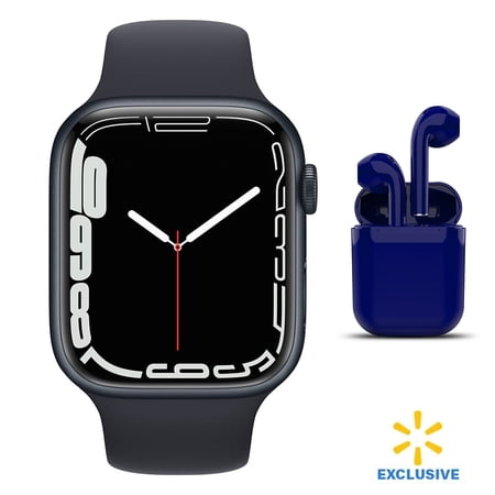 Restored | Apple Watch Series 7 | 41mm | Midnight | GPS | Bundle: USA Essentials Bluetooth/Wireless Airbuds By Certified 2 Day Express (Refurbished)