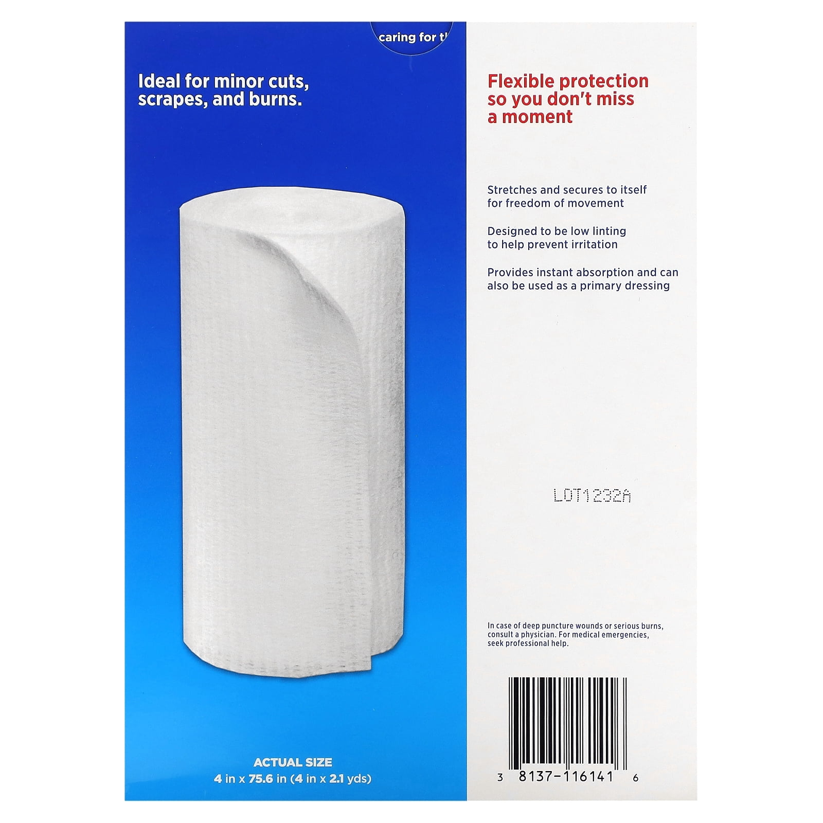 (3 pack) BAND-AID Brand Flexible Rolled Medical Gauze, 4 in x 2.1 yd, 5 Count