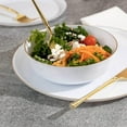thumbnail image 3 of EcoQuality 16 oz White Plastic Round Bowls with Gold Rim - Disposable Plastic Soup Bowls, Heavy Duty Salad Bowls, Reusable Soup Bowl, Baby Showers, Weddings, Birthday Party, BPA Free (40), 3 of 3