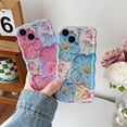 thumbnail image 3 of Retro Oil Painting Flower Floral Pattern Compatible with iPhone Case (Pink Red,iPhone 12), 3 of 12