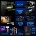 thumbnail image 3 of Xtreme PC Gaming Geforce RTX 3050 AMD Ryzen 5 5500 16GB SSD 1TB Monitor 23.8 144Hz WIFI Pink, 3 of 6