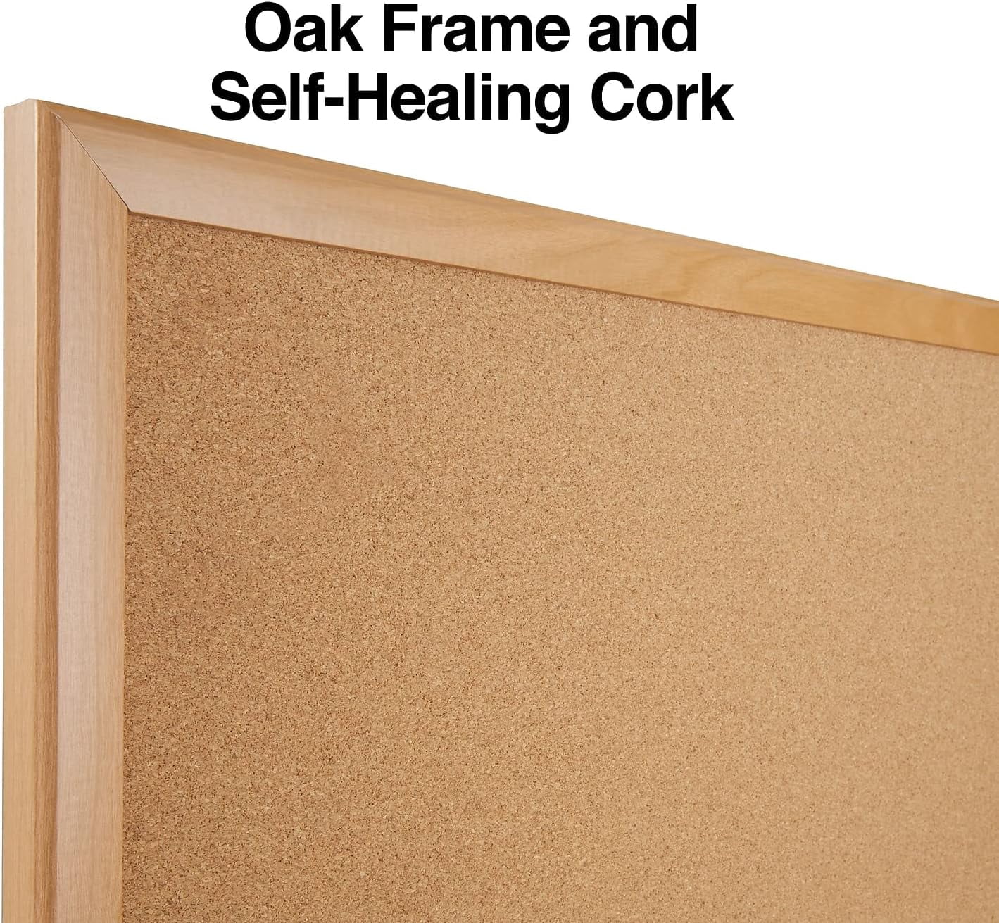 Cork Bulletin Board, 3 x 2 Feet, Oak Frame, Vertical or Horizontal Mount, Self-Healing Surface