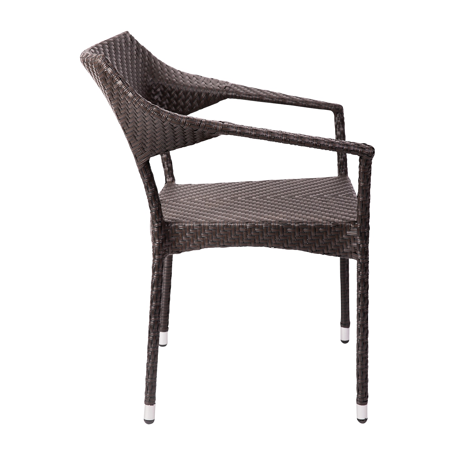 Flash Furniture Jace 34"H Espresso PE Rattan Wicker Commercial Grade Stacking Patio Chair 2/Pack