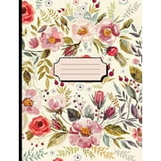 Pretty Watercolor Flowers Cream Notebook (Paperback)