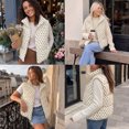thumbnail image 3 of Polka Dot Cropped Puffer Vest Women Winter Lightweight Warm Quilted Padded Gilet with Pockets, 3 of 7