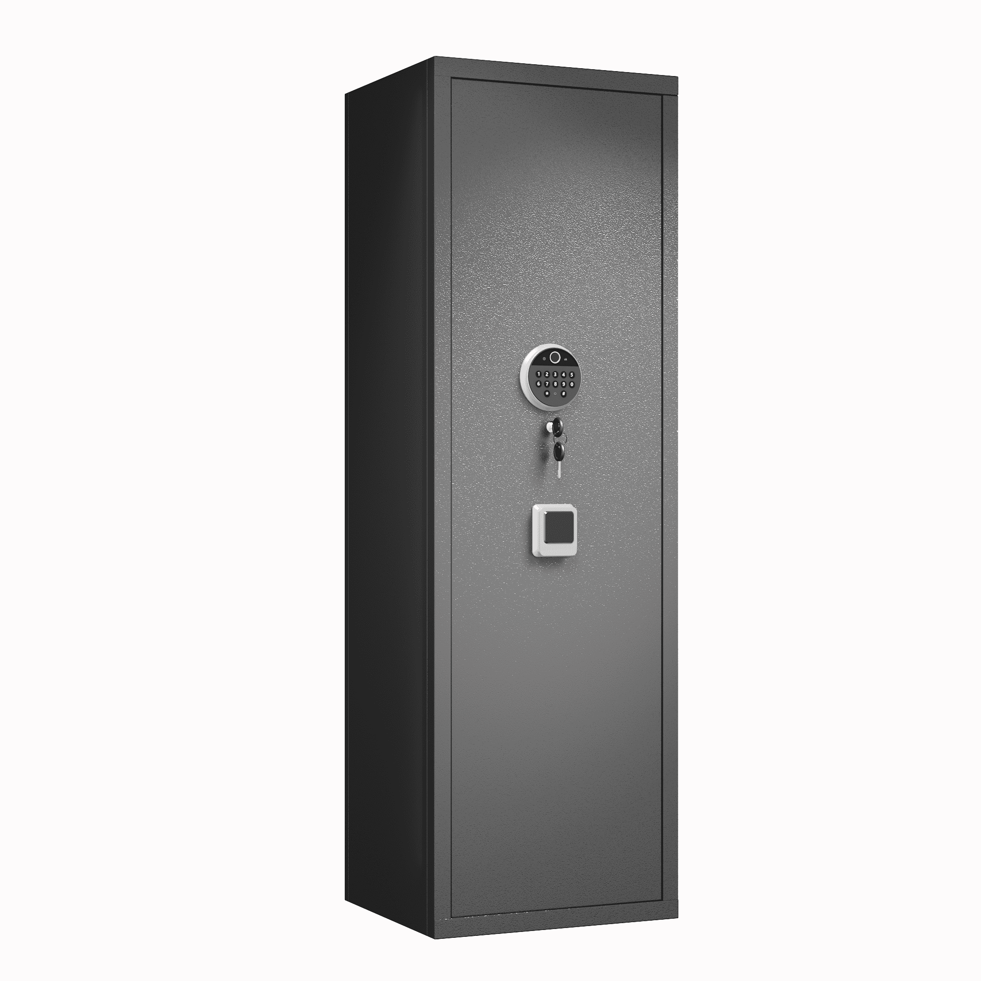 52" Tall Black Rifle Safe, Biometric & Keypad Lock, Adjustable Gun Racks with Built-in Alarm System