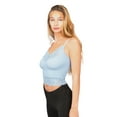 thumbnail image 4 of Women's V Neck Sleeveless Lace Rib Seamless Cami Tank Top T1392 - Blue - Small, 4 of 6
