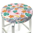 thumbnail image 3 of Daiia Tropical Plants Stool Covers Round,Round Bar Stool Covers Waterproof Bar Chair Covers Washable Stool Cushion Slipcover for 12-14 Inch Chair-14 inch, 3 of 7