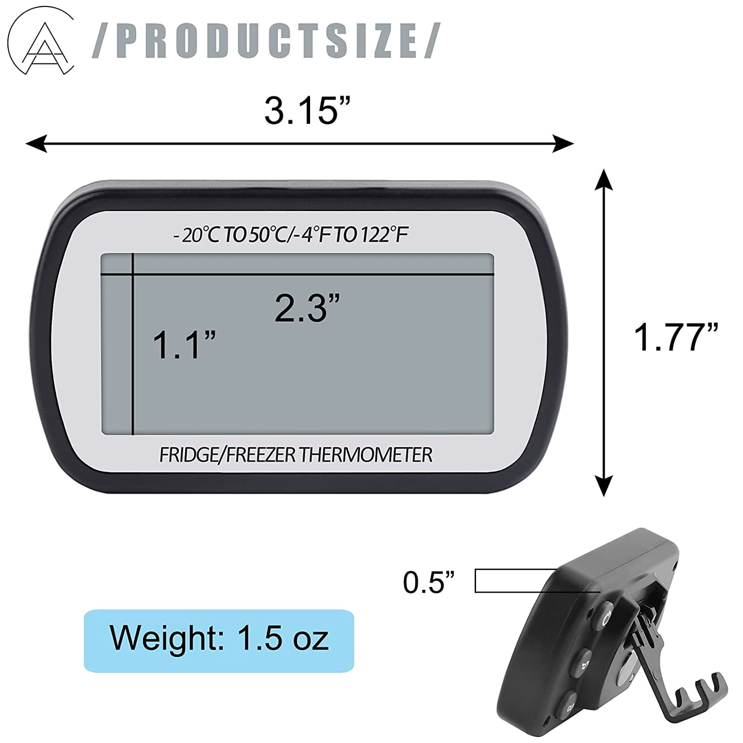 Refrigerator Thermometer Digital Fridge Freezer Thermometer with Magnetic Back Large LCD, No Frills Easy to Read (Black-4 Pack)