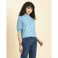 thumbnail image 2 of MoomayaWomens PrintedTurtle Neck Top,Cuffed QuarterSleeves Summer Chic Tops, 2 of 8