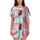 thumbnail image 1 of Balery Cats On Broomstick Conjunto de Pijama para Mujer con Estampado, Dos Piezas de Manga Corta y Shorts, Ropa de Dormir Suave con Cuello Redondo y Bolsillos-3X-Large, 1 of 6