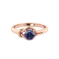thumbnail image 1 of 0.50 ctw Lab Created Blue Sapphire Ring 14K Rose Gold Knot 4 prongs Round, 1 of 4