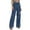 Dark Blue, variant on Women's Plus Size High Waist Ripped Wide-Leg Jeans - Loose Non-Stretchy Denim Pants, Dark Blue Size L