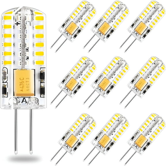 HIBIBUD 12V LED Light AC/DC Bi-Pin Base Landscape Light Bulbs 3 Watt 12V Light Bulb - G4 Bulb LED Lighting Equivalent to 30W Low Voltage Warm White 2700K 10-Pack
