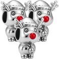 thumbnail image 2 of Charm Reno navideño XmasDeer02 3Pzas Plata S925 Chapa Separador Fijo Venado Navideño Plata/Multicolor Caja Negra 3x3cm., 2 of 4