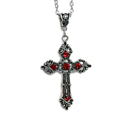 ROCKROK Crystals Cross Necklace Gothic Jewelry Punk Choker Chain Fashion Jewelry Gift