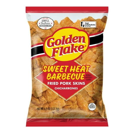Golden Flake Sweet Heat Barbecue Fried Pork Skins, 4.5 oz Bag
