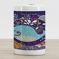 thumbnail image 2 of Sea Animals Ceramic Toothbrush Holder, Cartoon Illustration with Smiling Whale in Bubble Water Waves Starfish Coral, Versatile Countertop for Bathroom, 4.5" X 2.7", Purple Aqua, by Ambesonne, 2 of 4