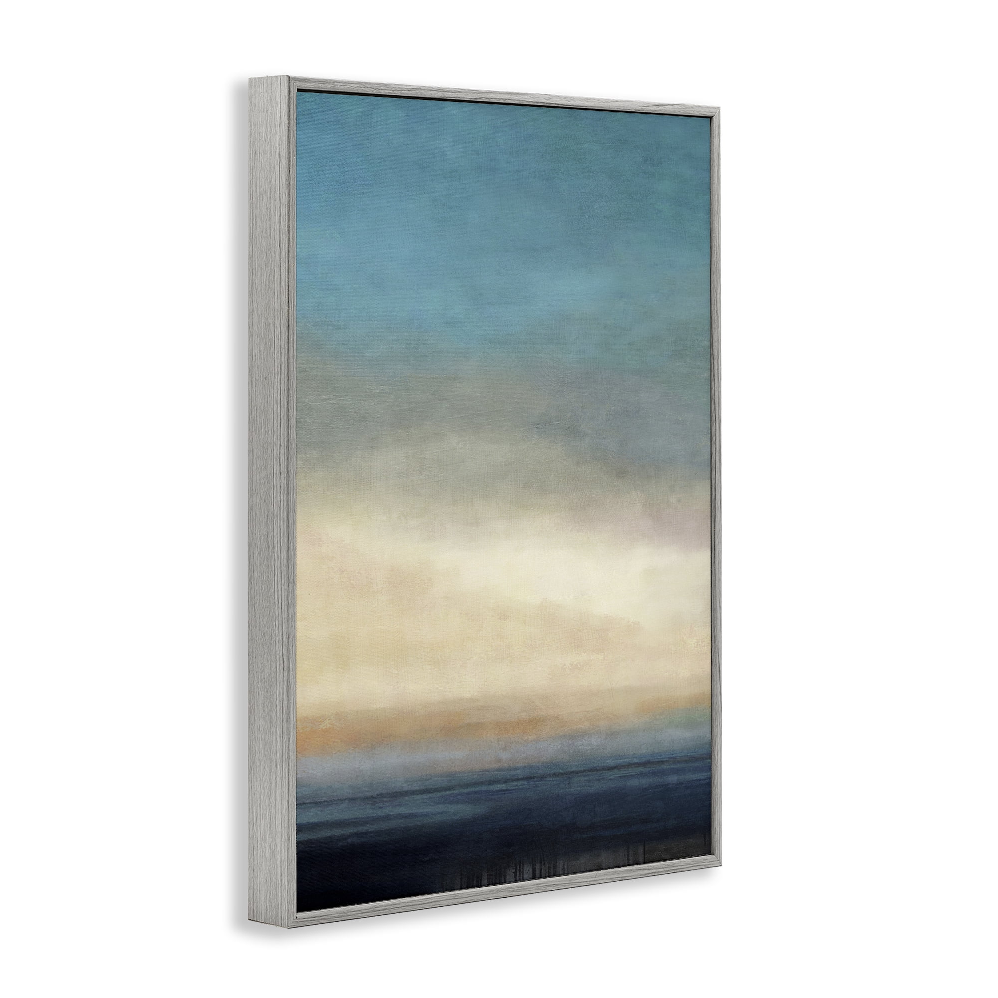 Stupell Industries Deep Blue Ocean Abstract Coastal Painting Gray Framed Art Print Wall Art, 16 x 24