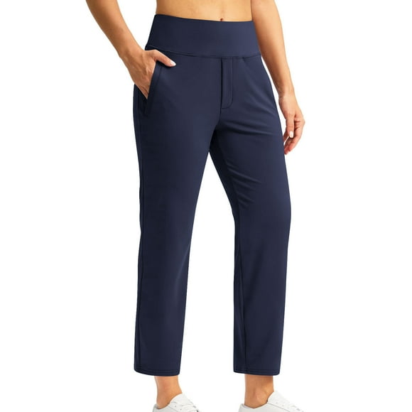 Plebaso Womens Pants Stretch Ankle Length Lounge Pants with Pockets Casual High Waist Workout Yoga Pants