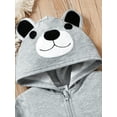 thumbnail image 6 of Genuiskids Newborn Baby Girl Boy Fall Jumpsuit Long Sleeve Cute Bear Ear Hooded Jumpsuit Fall Winter Zipper Romper Bodysuit, 6 of 9